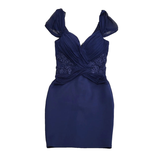 Lipsy Navy V-Neck Bodycon Fitted Evening Formal Dress UK Women's M 10 BNWT K31