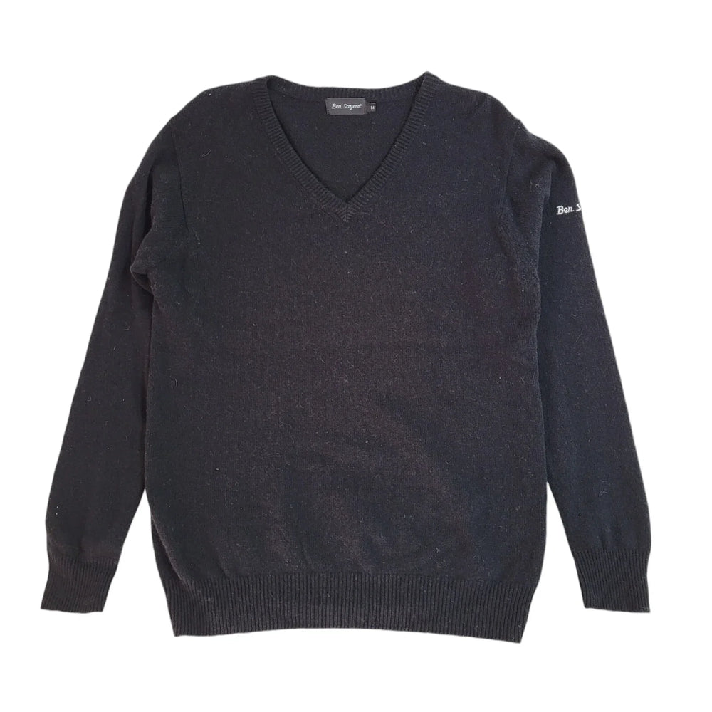 Ben Sayers Black V-Neck Wool Jumper UK Men's M EE587