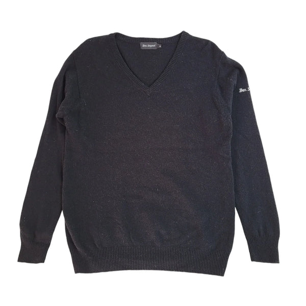 Ben Sayers Black V-Neck Wool Jumper UK Men's M EE587