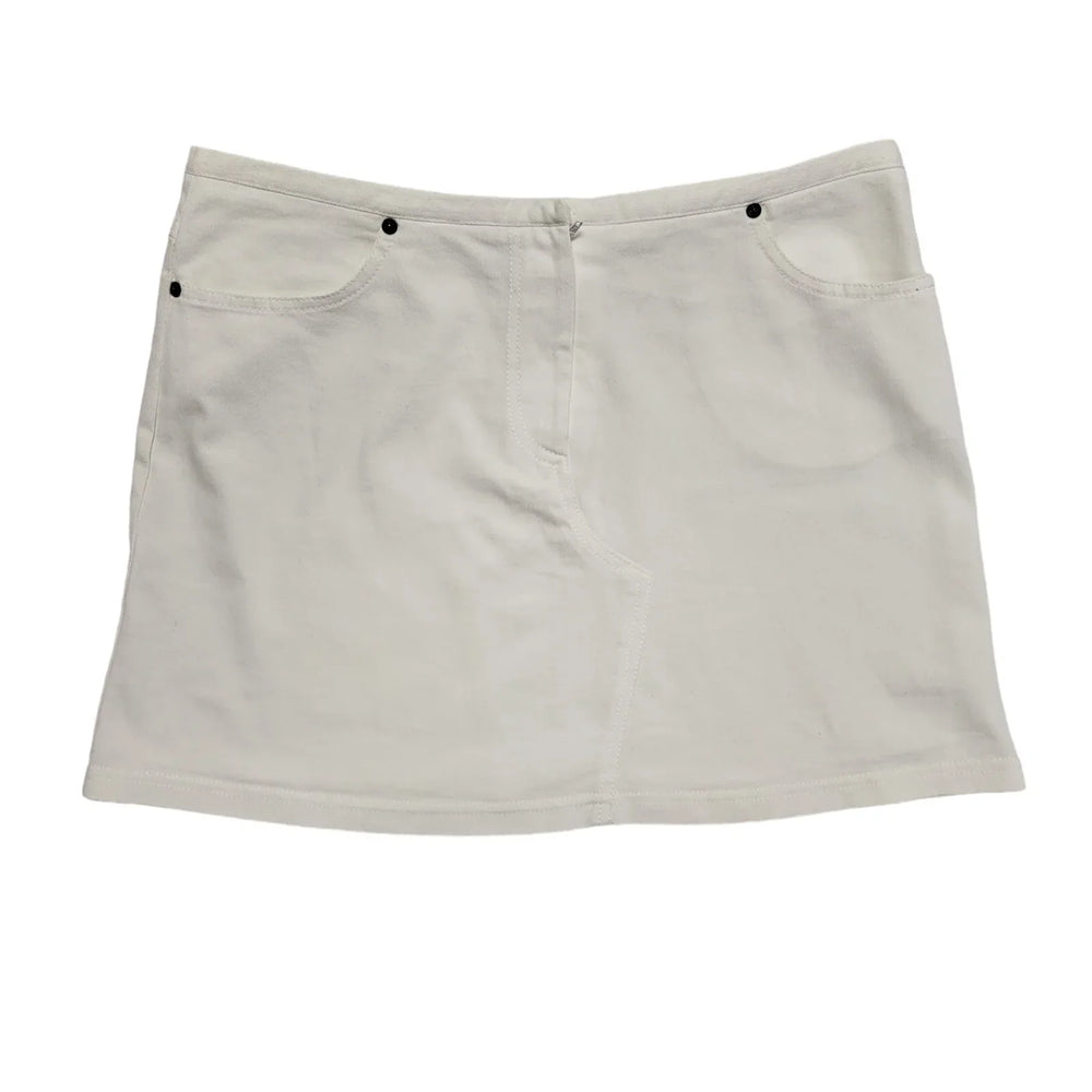 Ozone White Y2k Zipped Short Denim Skirt Uk Women's Size 12/14