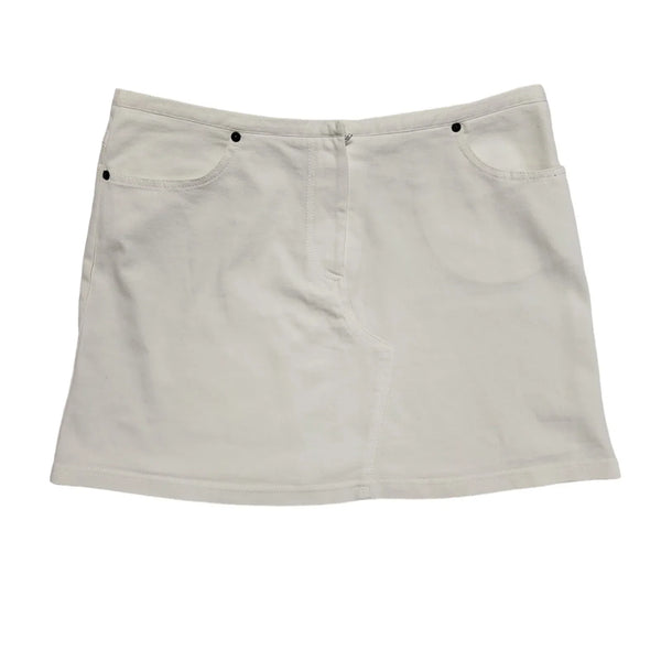 Ozone White Y2k Zipped Short Denim Skirt Uk Women's Size 12/14
