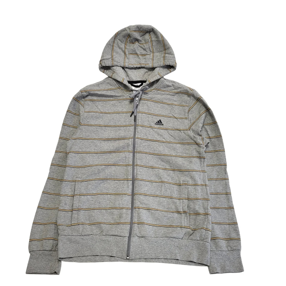 Adidas Grey Yellow Stripe Zip Sweatshirt Hoodie Men's  uk L eu 54 H258