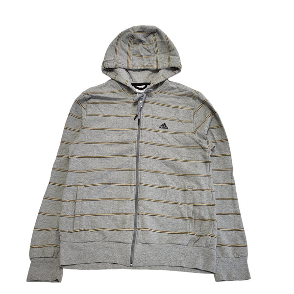 Adidas Grey Yellow Stripe Zip Sweatshirt Hoodie Men's  uk L eu 54 H258