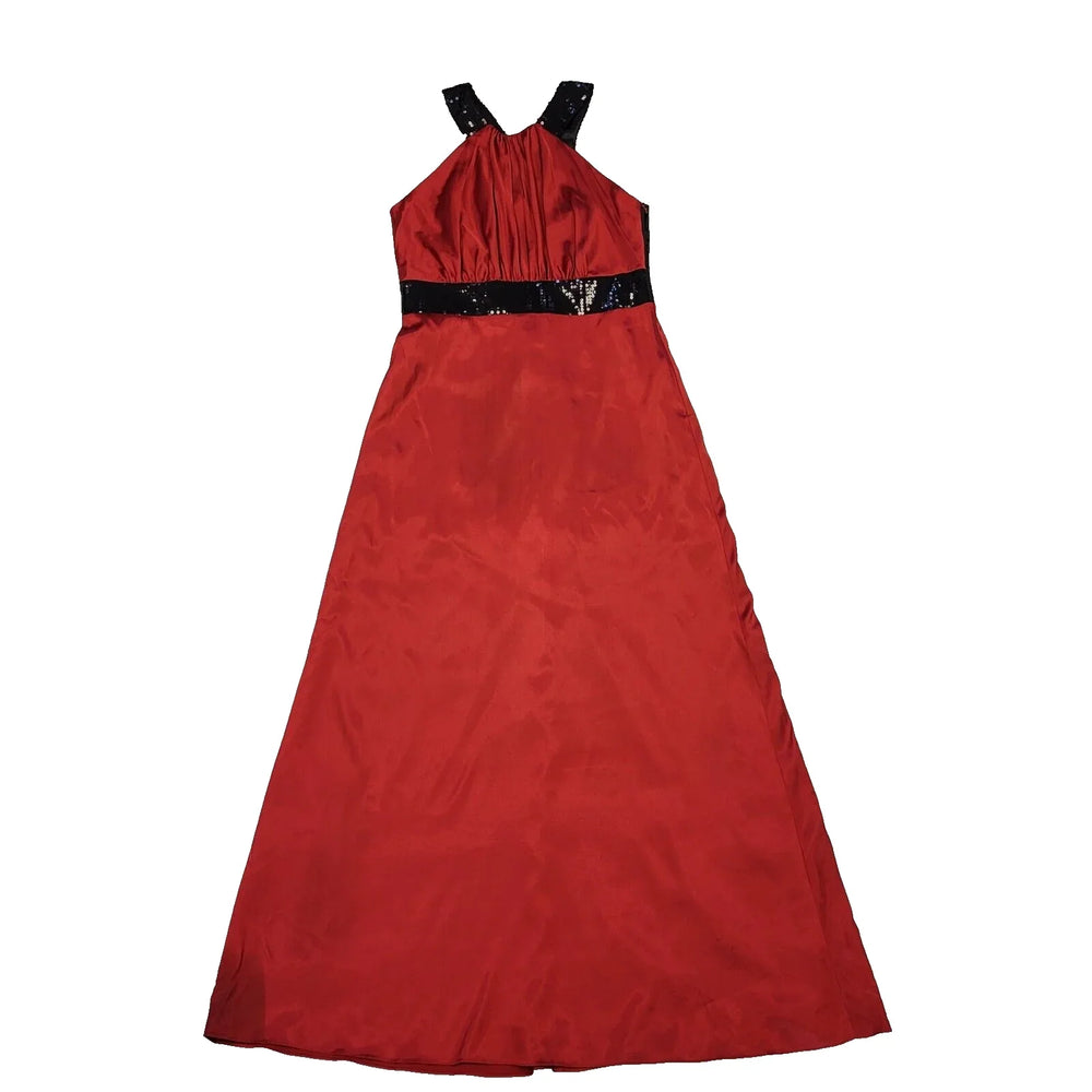 Ariella London Red Black Sequin Maxi Evening Dress Women's UK 16 BNWT H846