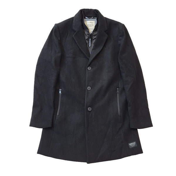 Tom Tailor Black Lined Wool Blend Overcoat Blazer Jacket Men's uk S H82