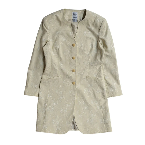 Simon Ellis Vintage 90s Cream Floral Button Coat UK Women's Size 14