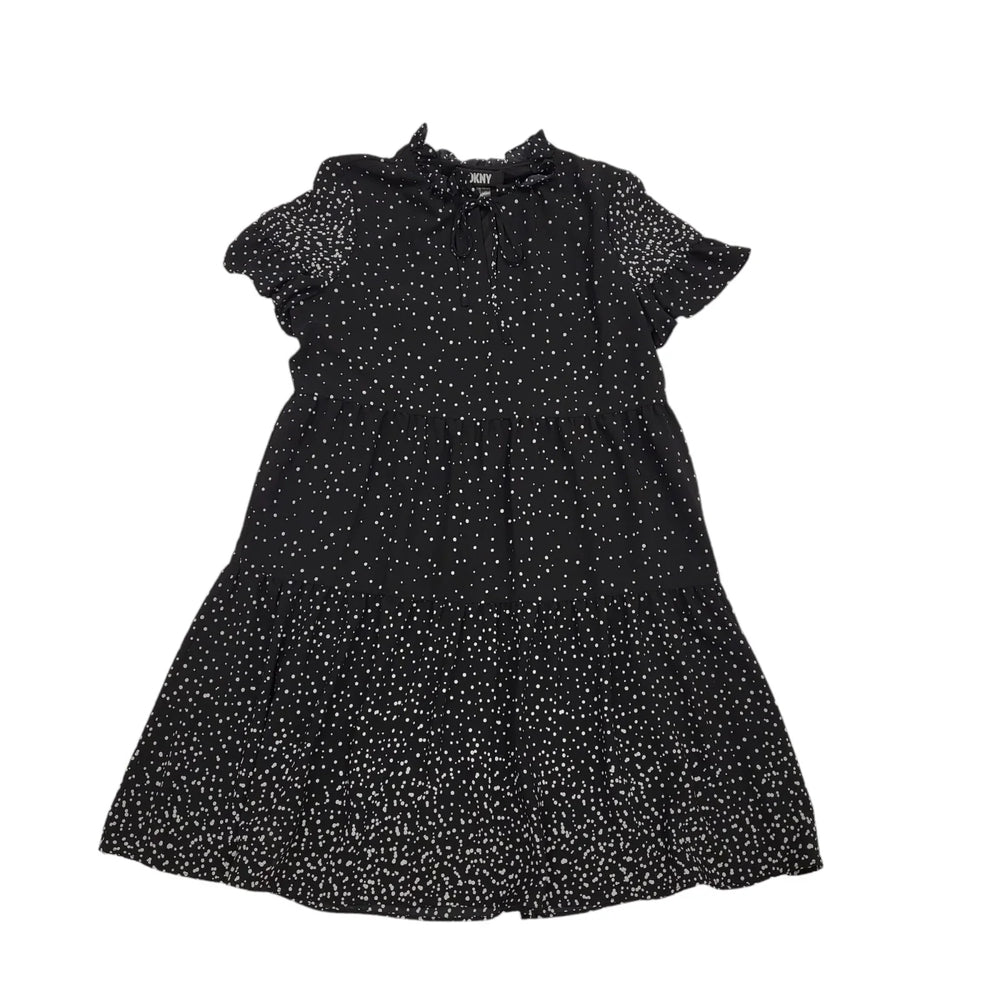 DKNY Black White Short Sleeve A-Line Tier Style Dress Uk Women's 12 BB967