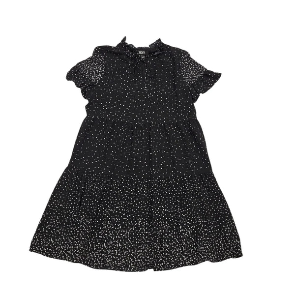 DKNY Black White Short Sleeve A-Line Tier Style Dress Uk Women's 12 BB967
