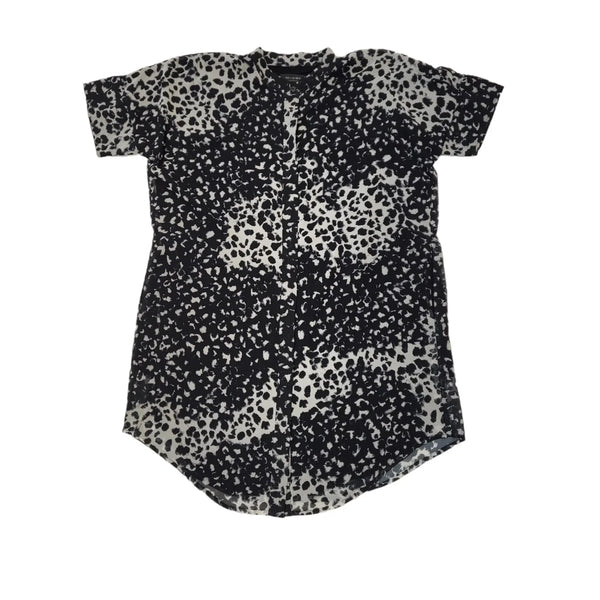 Religion Black Short Sleeve Kaftan Chase Print Dress Uk Women's 10 Bnwt EE99