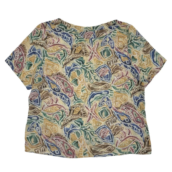 St Michael Vintage 80s Multicoloured Short Sleeve T-Shirt Womens UK Size 18