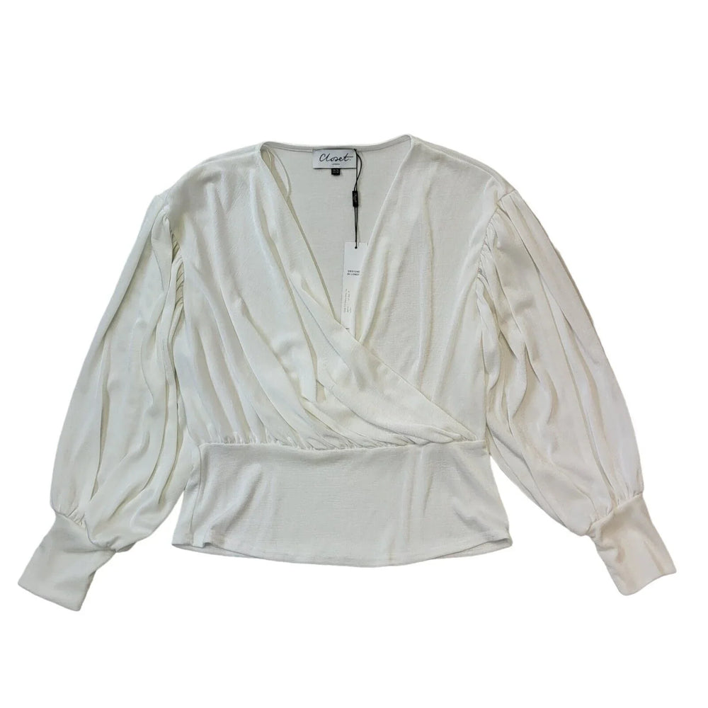 Closet White Over-sized Puff Sleeve Wrap Top Uk Women's 16 Bnwt G613