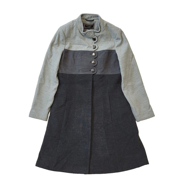 Principles Black Grey Button Collared Coat Women's UK L 12 EU 40 H300