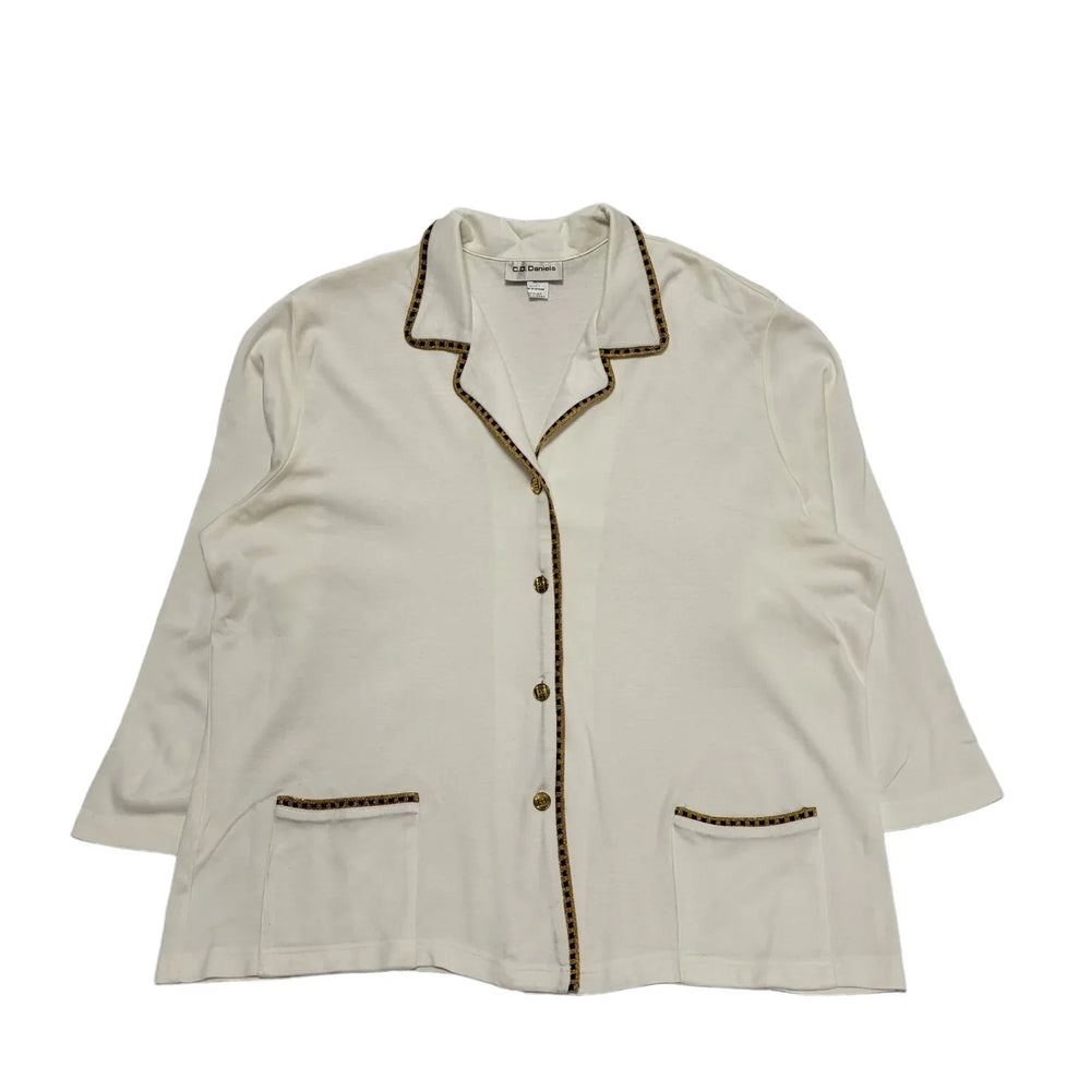 C.D. Daniels White Gold Trim ack Button Cardigan Uk Women's 3XL 20-22 K887