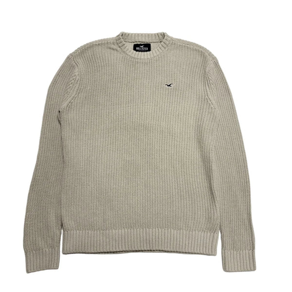 Hollister Beige Polyester Crew Neck Jumper Uk Men's Large BB812