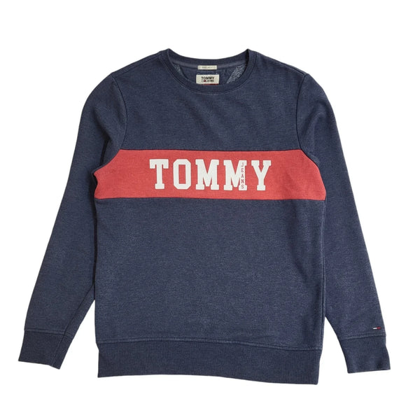 Tommy Hilfiger Sweatshirt Blue & Red Crew Neck 90's UK Men's Size M
