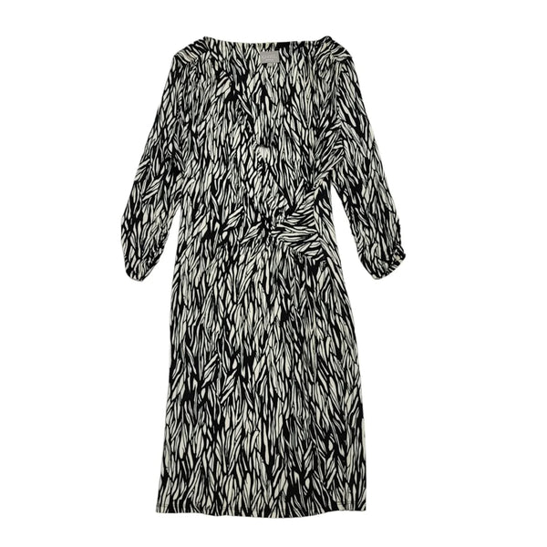 Ghost Black White Zebra Print Low V-Neck Dress Uk Women's 14 BB962
