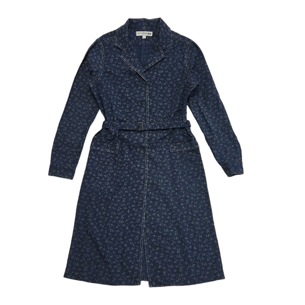Uniqlo Navy Blue Long Sleeve Belted Dress Uk Women's Size M CC440