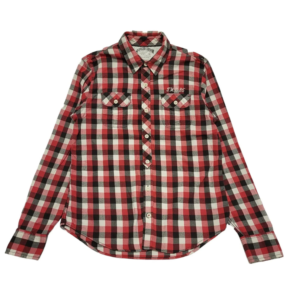 Tommy Hilfiger Red,White & Black Check Long Sleeve Shirt Men's UK M CC289
