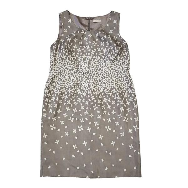 Jacques Vert Vintage 90s Grey Floral Sleeveless Dress Uk Women's Size 20