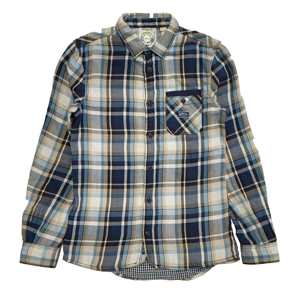 Diesel Long Sleeve Check Blue Beige Flannel Shirt Uk Men's Small L517