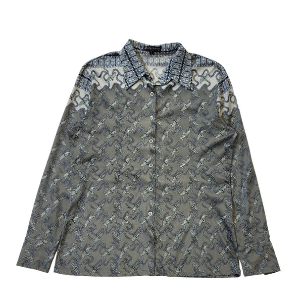 Jeffery Ohrenstein Vintage 70s Grey Patterned Blouse Women's Size 18