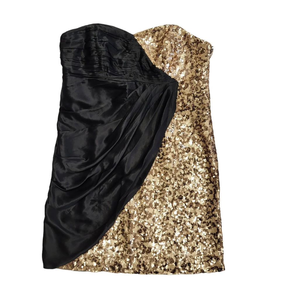 Monsoon Black Gold Sweatheart Evening Dress Uk Women's Size 18 Bnwt DD886