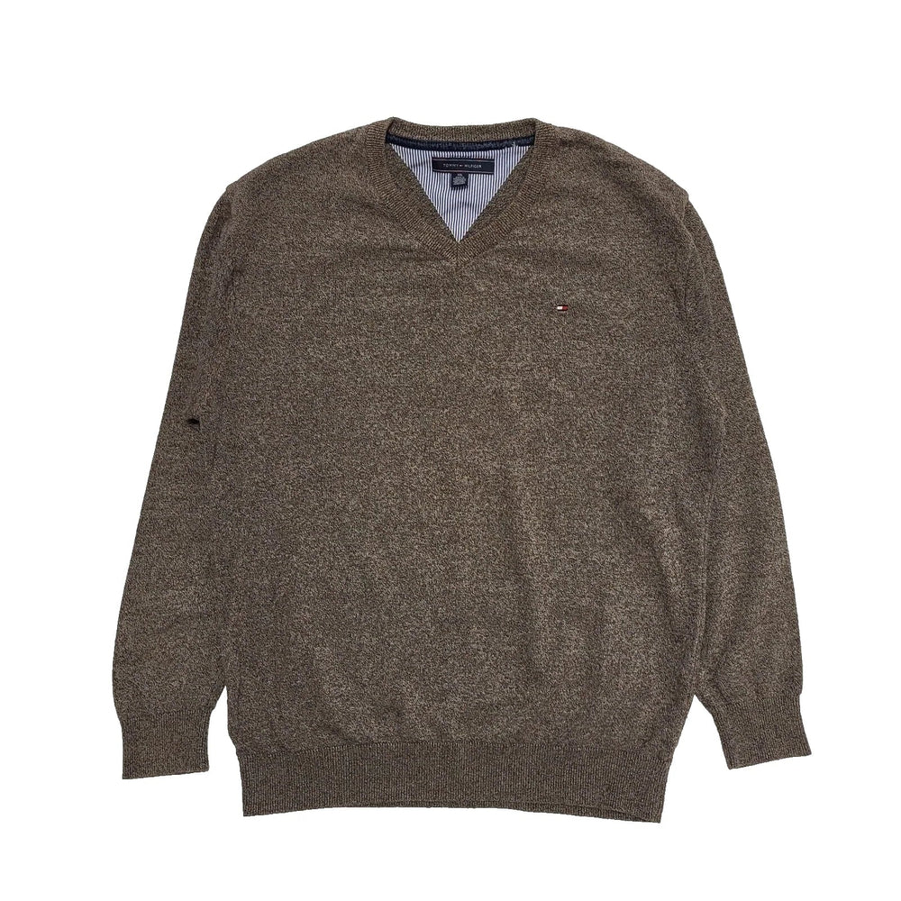 Tommy Hilfiger Brown Long Sleeve Knit V-Neck Jumper Men's UK 2XL EU 60 K2