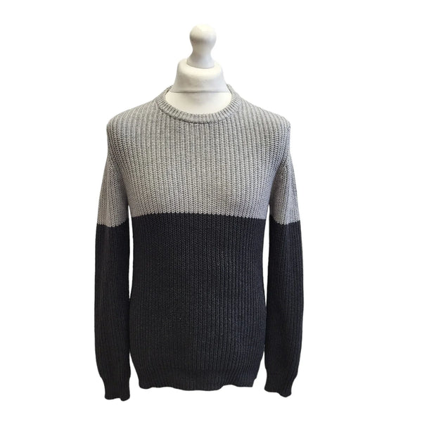 Ted Baker Grey Colourblock Round Neck Jumper Mens UK M DD494