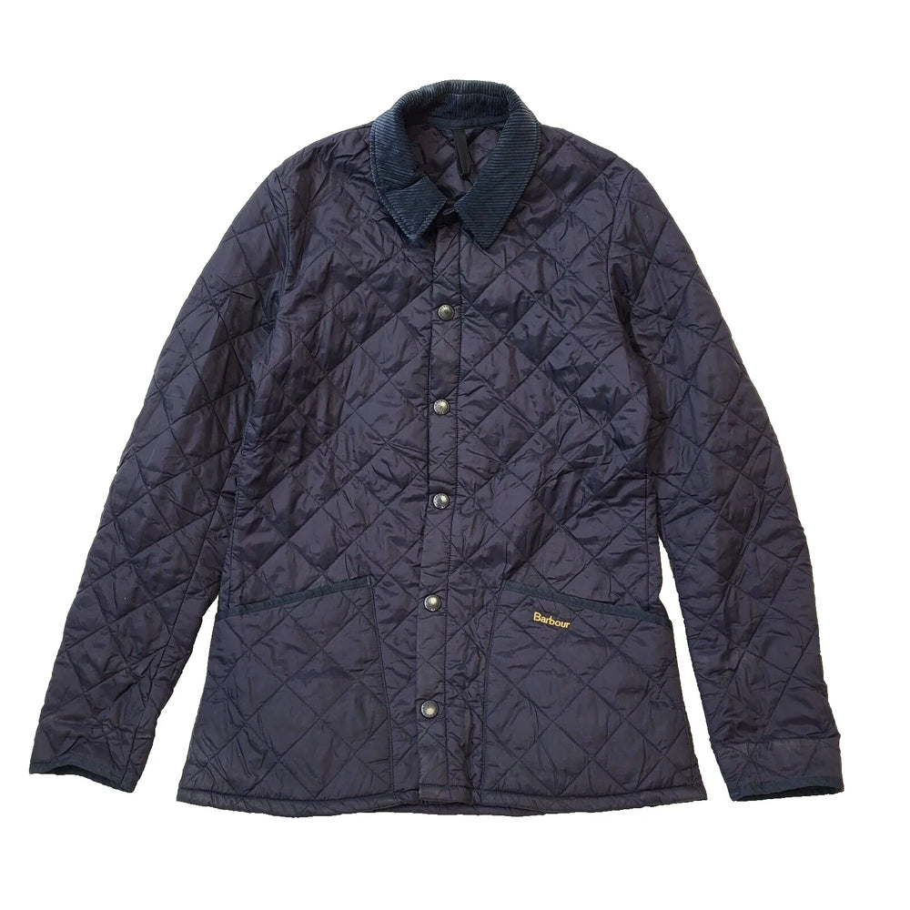 Barbour Liddesdale Navy Blue Snap Fasten Quilted Jacket Men's  uk xS H74