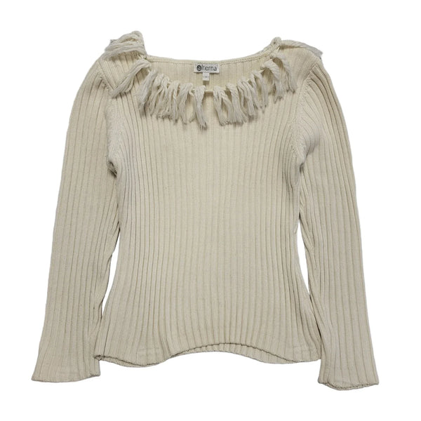 Alterna Vintage 90s Cream Tasselled Jumper Womens UK Size 12