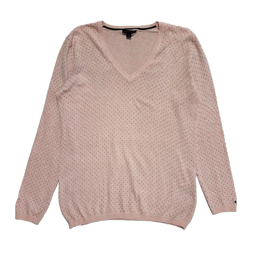 Tommy Hilfiger Pink Polka Dot Knit Thin Long Sleeve Jumper UK Women's M L216