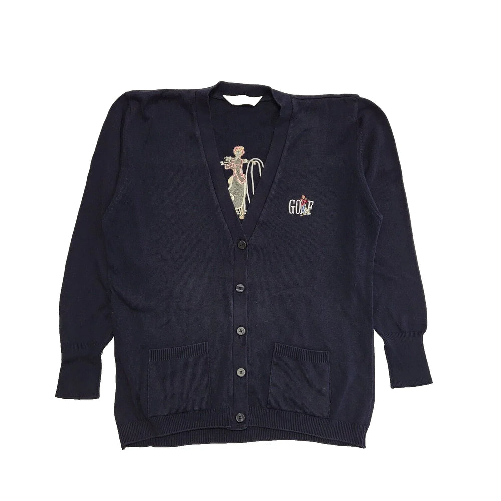M&S Navy Blue Vintage Button Up Golf Cardigan Men's UK L EU 54 K307