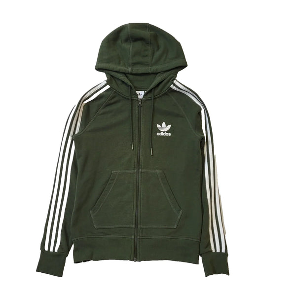 Adidas Green Zipped Drawstring Sweatshirt Hoodie Women's Uk S 8 H280
