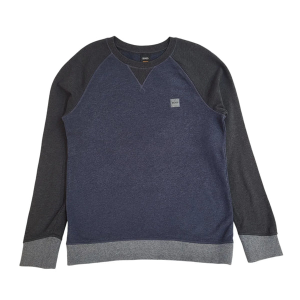 Hugo Boss Sweatshirt Blue & Grey Crew Neck Modern UK Men's Size M