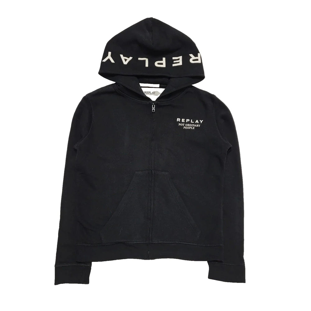 Replay Black Zip Long Sleeve Sweatshirt Hoodie uk Women's M 10 H791