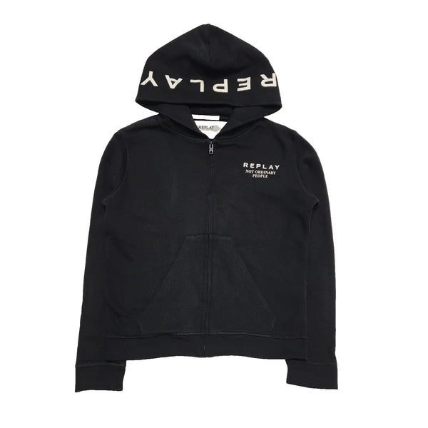Replay Black Zip Long Sleeve Sweatshirt Hoodie uk Women's M 10 H791