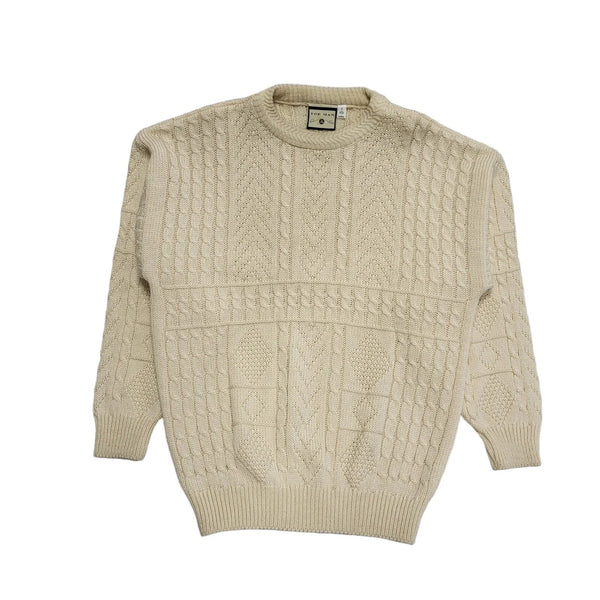 Topman Vintage 80's Beige Cable-Knit Jumper Uk Men's Size Large