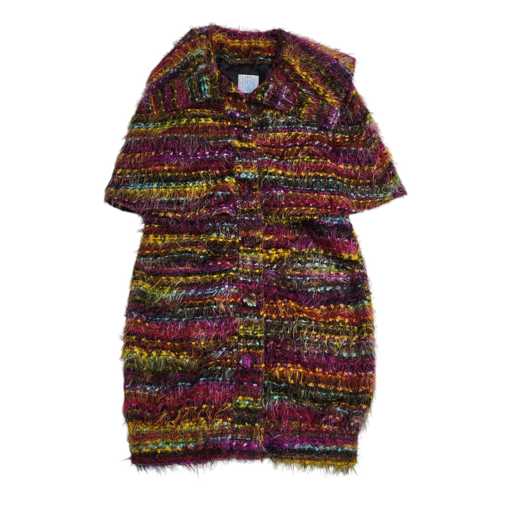 Pop Multicoloured Vintage 90's Capped Sleeve Chunky Cardigan/Coat Women's UK 8