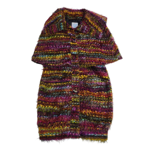 Pop Multicoloured Vintage 90's Capped Sleeve Chunky Cardigan/Coat Women's UK 8