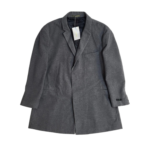 Debenhams Vintage Y2k Grey Wool Button Overcoat Uk Men's Size 3XL Bnwt