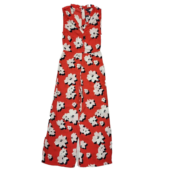 M&S Jumpsuit Viscose Floral Red White Women's UK XS 6W22 L31 Bnwt L332