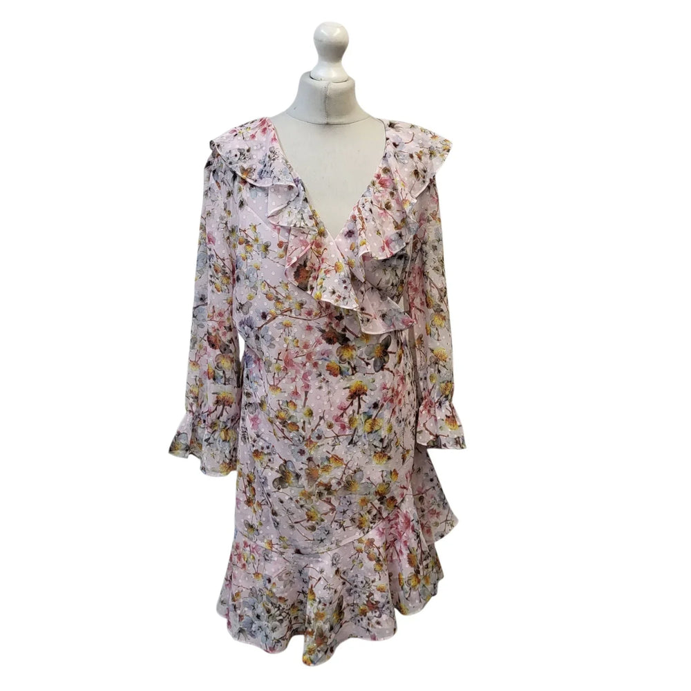 Ted Baker Jasmine Wrap Dress Dusty Pink Floral Women's (TED 4) Size 14 L937