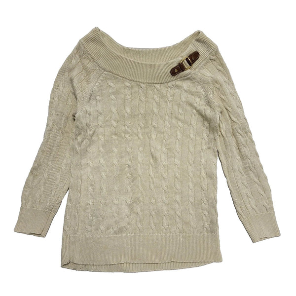Ralph Lauren Knit Jumper Beige Round Neck Uk Women's Size Medium L263