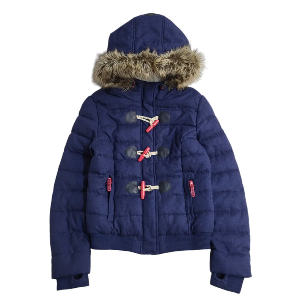 Superdry Sports Wear Navy Blue Hooded Jacket Uk Women's Size 10 EE883