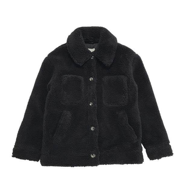 Topshop Black Button Fleece Jacket Uk Women's Size S Bnwt CC51