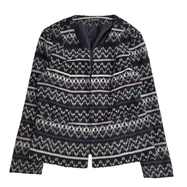 Kaleidoscope Black Pink Hook Eye Casual Jacket Uk Women's Size 16 EE314