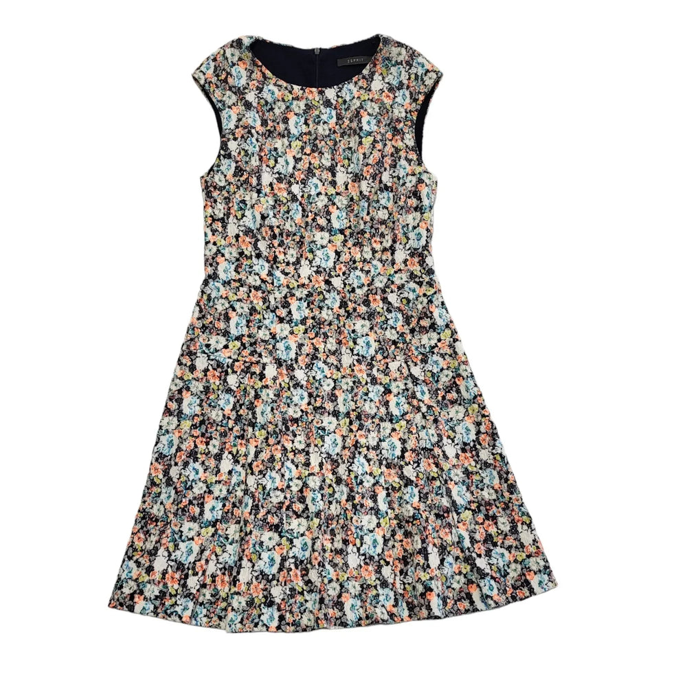 Esprit Blue & Pink Floral Fit & Flare  Dress Uk Women's Size 12 DD871