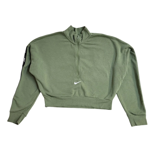 Nike Green 1/4 Zip Cropped Sports Sweatshirt Women's UK Size M EE613