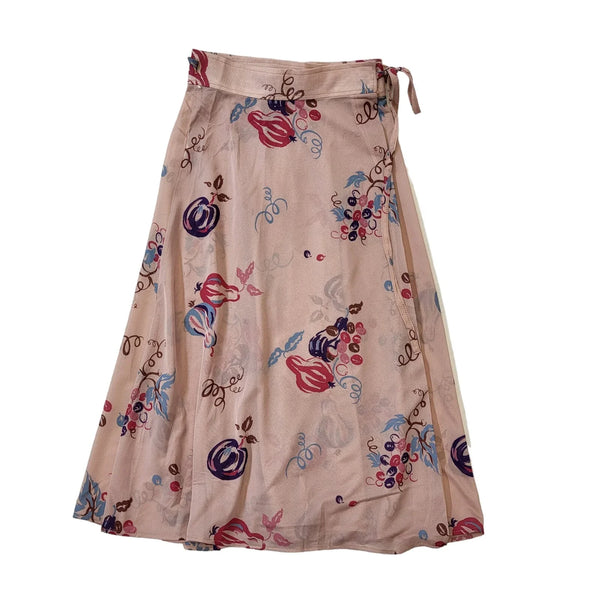 70s Vintage Pink Floral Wrap Skirt Women's Size 10 W28 Eu 38