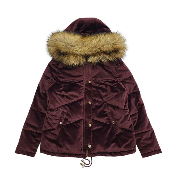 Lipsy Purple Zip & Snap Hooded Coat Uk Women's Size 16 DD359